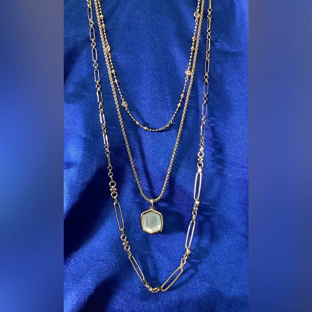 Kendra Scott Davie Gold Triple strand necklace.